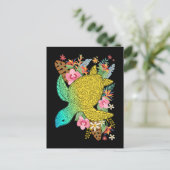 ハワイのカメ好き ハワイのカラフルな花 ポストカード (スタンド正面)