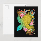 ハワイのカメ好き ハワイのカラフルな花 ポストカード (正面/裏面)