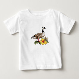 ハワイのガチョウと黄色のハイビスカスの花 ベビーTシャツ