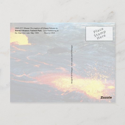 ハワイのキラウエア火山のマウナ・ウル噴火 ポストカード (裏面)