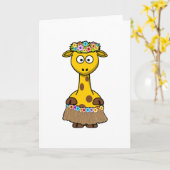 ハワイのキリンの漫画 カード (黄色い花)