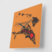 ハワイのクジラアロハ スクエア壁時計 (傾斜)