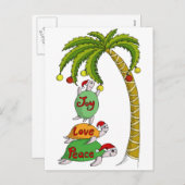 ハワイのクリスマスのカメサンタ シーズンポストカード (正面/裏面)