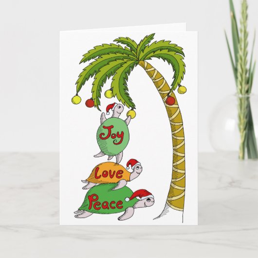 ハワイのクリスマスのカメ シーズンカード (正面)