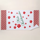 ハワイのクリスマスの~ Mele Kalikimaka ビーチタオル (正面)