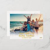 ハワイのクリスマスカード |ビーチ写真はがき 箔シーズンポストカード (正面/裏面)