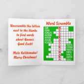 ハワイのクリスマスワードスクランブル シーズンカード (内部)