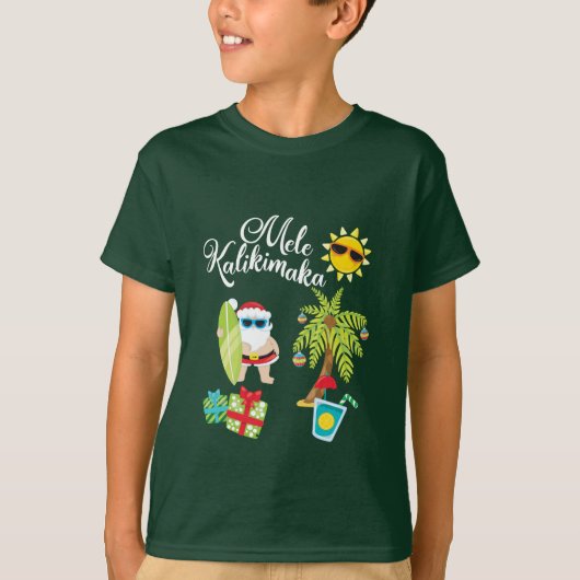 ハワイのクリスマス。 サンタクロースMele Kalikimaka. Tシャツ (正面)
