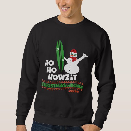 ハワイのクリスマスTシャツHowzit Surf Dude Snowma スウェットシャツ (正面)