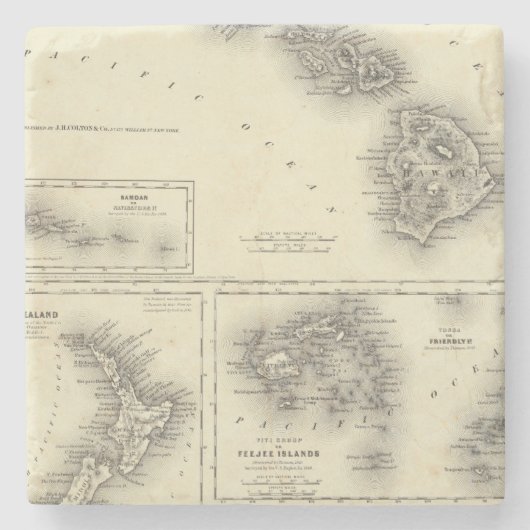 ハワイのグループまたはサンドイッチ島 ストーンコースター (正面)