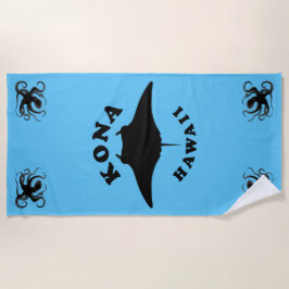 ハワイのコナでマンタレイダイビング ビーチタオル