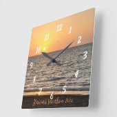 ハワイのサンセット写真 スクエア壁時計 (傾斜)