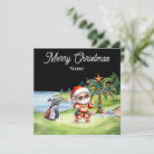 ハワイのサンタクロースが描かれたゴルフのクリスマスカード (スタンド正面)