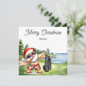 ハワイのサンタクロースが描かれたゴルフのクリスマスカード (スタンド正面)