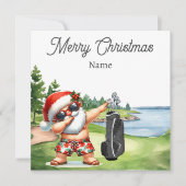 ハワイのサンタクロースが描かれたゴルフのクリスマスカード (正面)