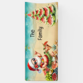 ハワイのサンタクロースとスイカのクリスマスツリー 横断幕 (縦)