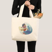 ハワイのサーファー ラージトートバッグ (正面(商品))
