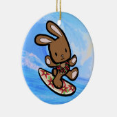 ハワイのサーフィンのバニーの休日の漫画 セラミックオーナメント (右)