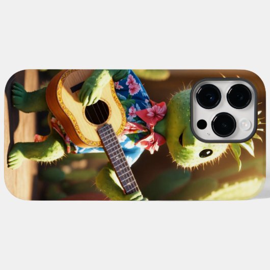 ハワイのシャツを着てアクレルを羽織っているサボテン Case-Mate iPhoneケース (裏面 (横))