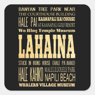 ハワイのタイポグラフィの芸術のLahaina都市 スクエアシール