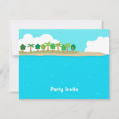 ハワイのテーマのフラ女の子のルアウ（ハワイ式宴会）の誕生会 招待状 (裏面)