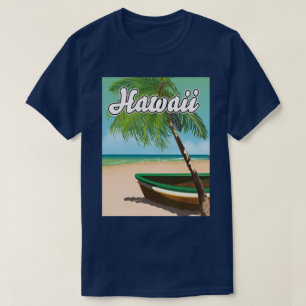 ハワイのトロピカルビーチの旅行ポスター Tシャツ