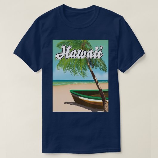 ハワイのトロピカルビーチの旅行ポスター Tシャツ (デザイン正面)