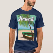 ハワイのトロピカルビーチの旅行ポスター Tシャツ (正面)