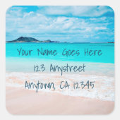 ハワイのトロピカルビーチバケーションフォトシックなアドレス スクエアシール (正面)