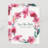 ハワイのトロピカルフラワー ウェディング セーブ・ザ・デート 案内ポストカード (正面/裏面)