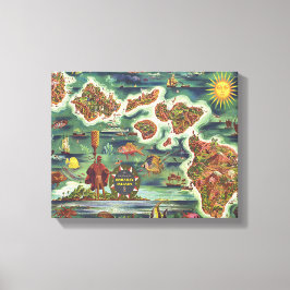 ハワイのドレの地図1950 ・ジョセフ・フェアー油 キャンバスプリント