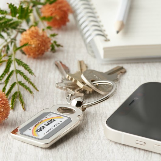 ハワイのナンバープレート(カスタマイズ可能な) キーホルダー (側面)