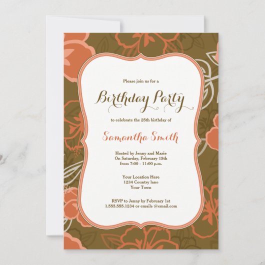 ハワイのハイビスカスによっては誕生日の招待状が開花します 招待状 (正面)