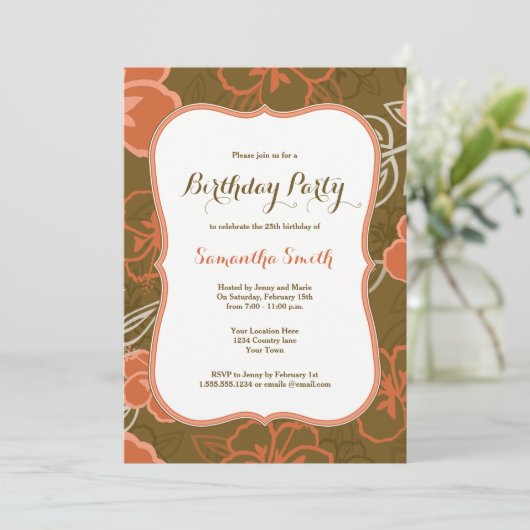 ハワイのハイビスカスによっては誕生日の招待状が開花します 招待状 (スタンド正面)