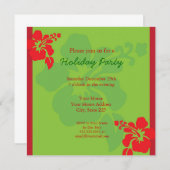 ハワイのハイビスカスの休日のパーティの招待状 招待状 (正面/裏面)