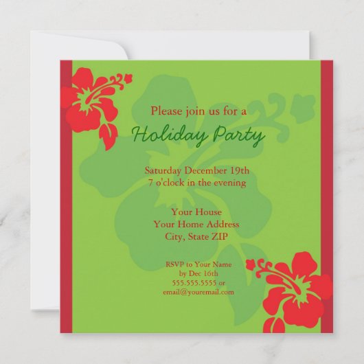 ハワイのハイビスカスの休日のパーティの招待状 招待状 (正面)