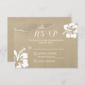 ハワイのハイビスカスの夏のビーチ結婚式RSVP 出欠カード (正面/裏面)