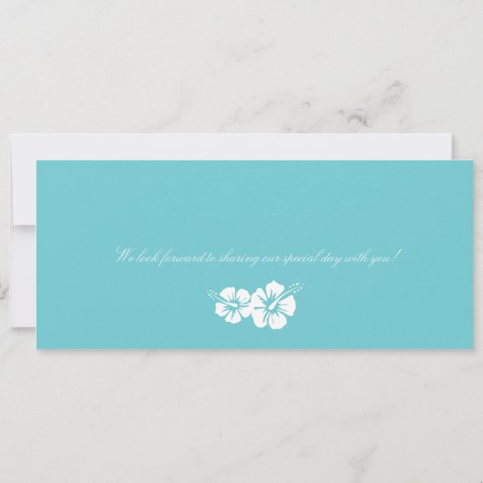 ハワイのハイビスカスの搭乗券の結婚式 招待状 (裏面)