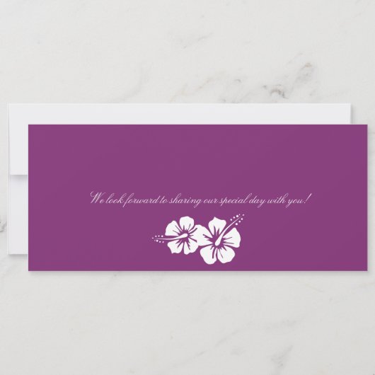 ハワイのハイビスカスの搭乗券の結婚式 招待状 (裏面)