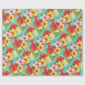 ハワイのハイビスカスの熱帯島のテーマ ラッピングペーパー (フラット)