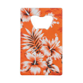 ハワイのハイビスカスの花の背景 クレジットカード栓抜き (裏面)