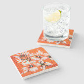 ハワイのハイビスカスの花の背景 ストーンコースター (横)