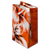 ハワイのハイビスカスの花の背景 スモールペーパーバッグ (正面アングル)