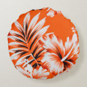 ハワイのハイビスカスの花の背景 ラウンドクッション (裏面)