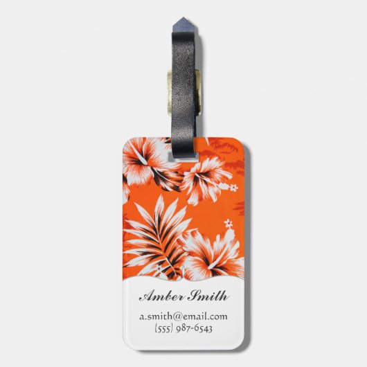 ハワイのハイビスカスの花の背景 ラゲッジタグ (裏面縦)