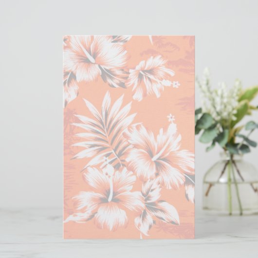 ハワイのハイビスカスの花の背景 便箋 (スタンド正面)