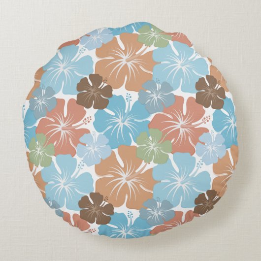 ハワイのハイビスカスの花柄 ラウンドクッション (裏面)