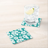 ハワイのハイビスカスの花模様 スクエアペーパーコースター (インサイチュ)