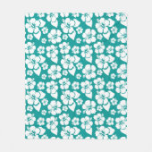 ハワイのハイビスカスの花模様 フリースブランケット (正面)