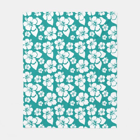 ハワイのハイビスカスの花模様 フリースブランケット (正面)